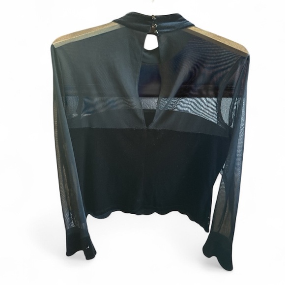 Jr. Nites by Caliendo Vintage Made in USA Velvet & Sheer Mesh Ling Sleeve Blouse - Picture 3 of 5